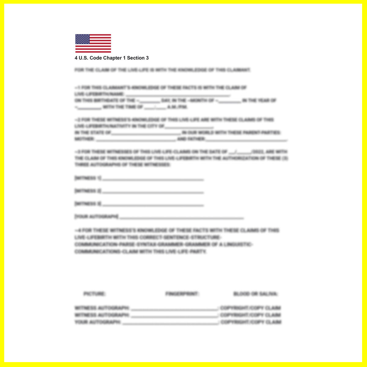 LIVE LIFE CLAIM SAMPLE DOCUMENT (BLANK/U.S.) Law Looper Store