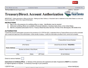 TreasuryDirect Account Authorization Form