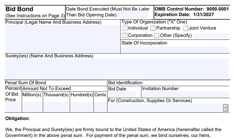STANDARD FORM BID BOND