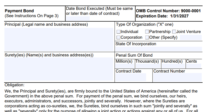 Standard Form Payment Bond