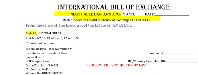 INTERNATIONAL BILL OF EXCHANGE SAMPLE