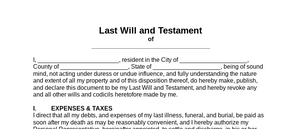 LAST WILL AND TESTAMENT SAMPLE DOCUMENT