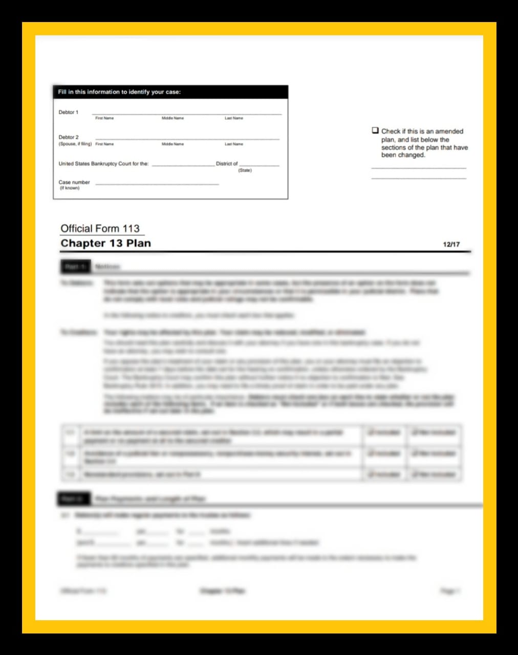 OFFICIAL 113 CHAPTER 13 PLAN FORM