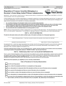 FS FORM 5336 - Disposition of Treasury Securities Belonging to a Decedent’s Estate Being Settled Without Administration