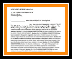 SAMPLE AFFIDAVIT OF NOTICE OF INJUNCTION (DO NOT DETAIN LIST)
