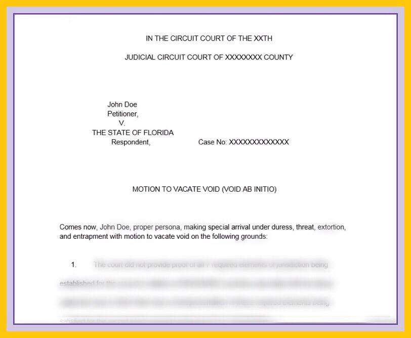 MOTION TO VACATE VOID (Criminal Case)
