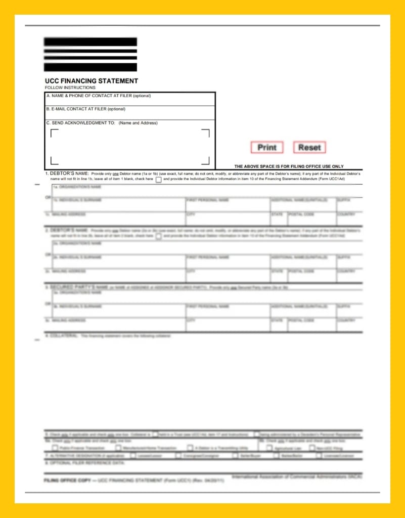 UCC FINANCING STATEMENT