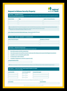 Request to release security property (Australia - Regional Australia Bank Form)