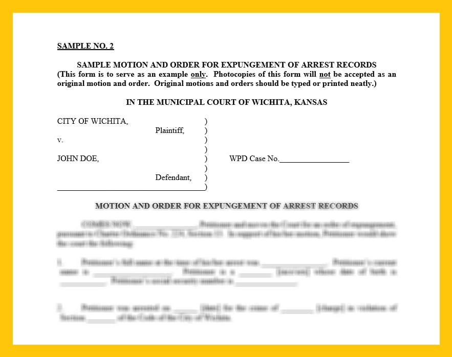 Sample Motion and Order for Expungement of Arrest Records