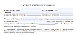 AFFIDAVIT OF COMMON LAW MARRIAGE