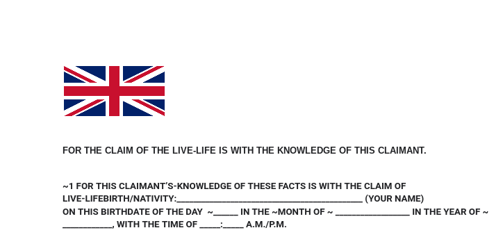 LIVE LIFE CLAIM SAMPLE DOCUMENT (BLANK/U.K.)